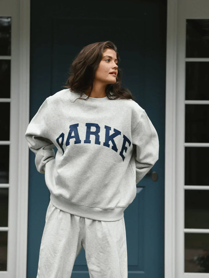 Parke | Varsity Oversized Sweatshirt Grey with Navy Letters