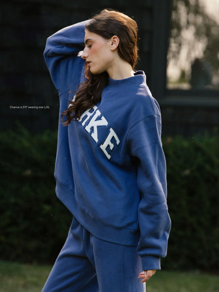 Parke | Varsity Mockneck Denim with White Letters